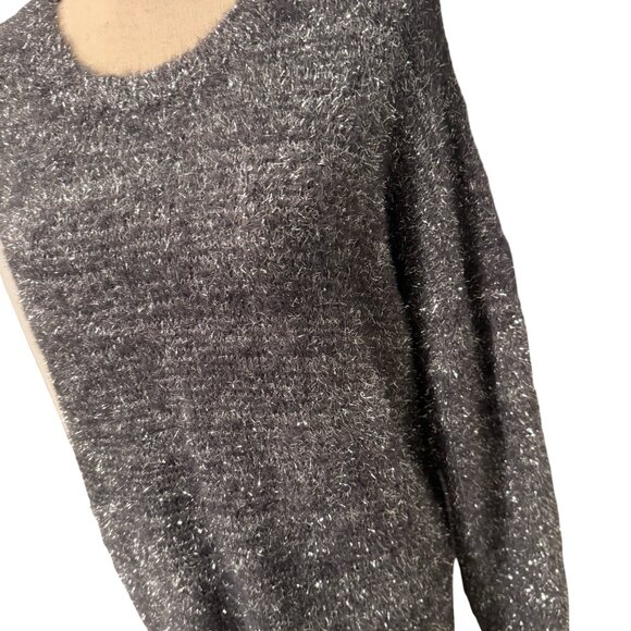 Anthropologie Gray & Silver Metallic Oversized Sweater Size M - Picture 2 of 5